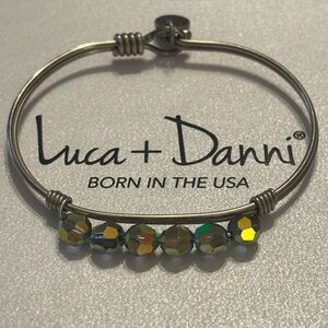 Luca + Danni Silver Bangle Bracelet with Iridescent Beads